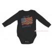 American's Birthday Black Baby Jumpsuit & Sparkle Rhinestone My First Patriotic American 4th Of July Print TH655